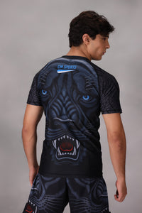 mma rashguards men wearing black sports outfit with a tiger design and 'CM Sports' brand in uk for mma fighters